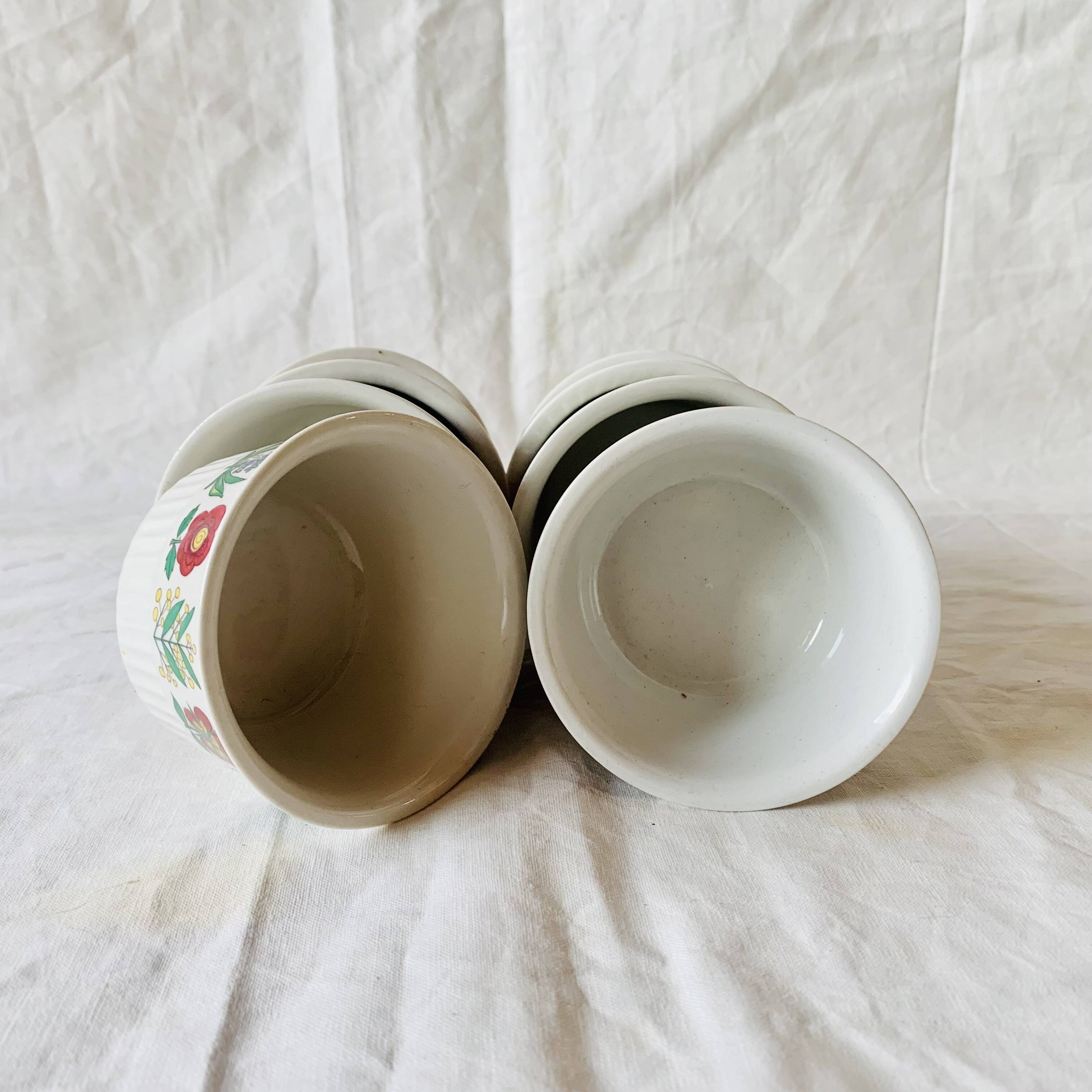 Set of 8 vintage Villeroy and Boch Luxembourg ramekins - floral decoration