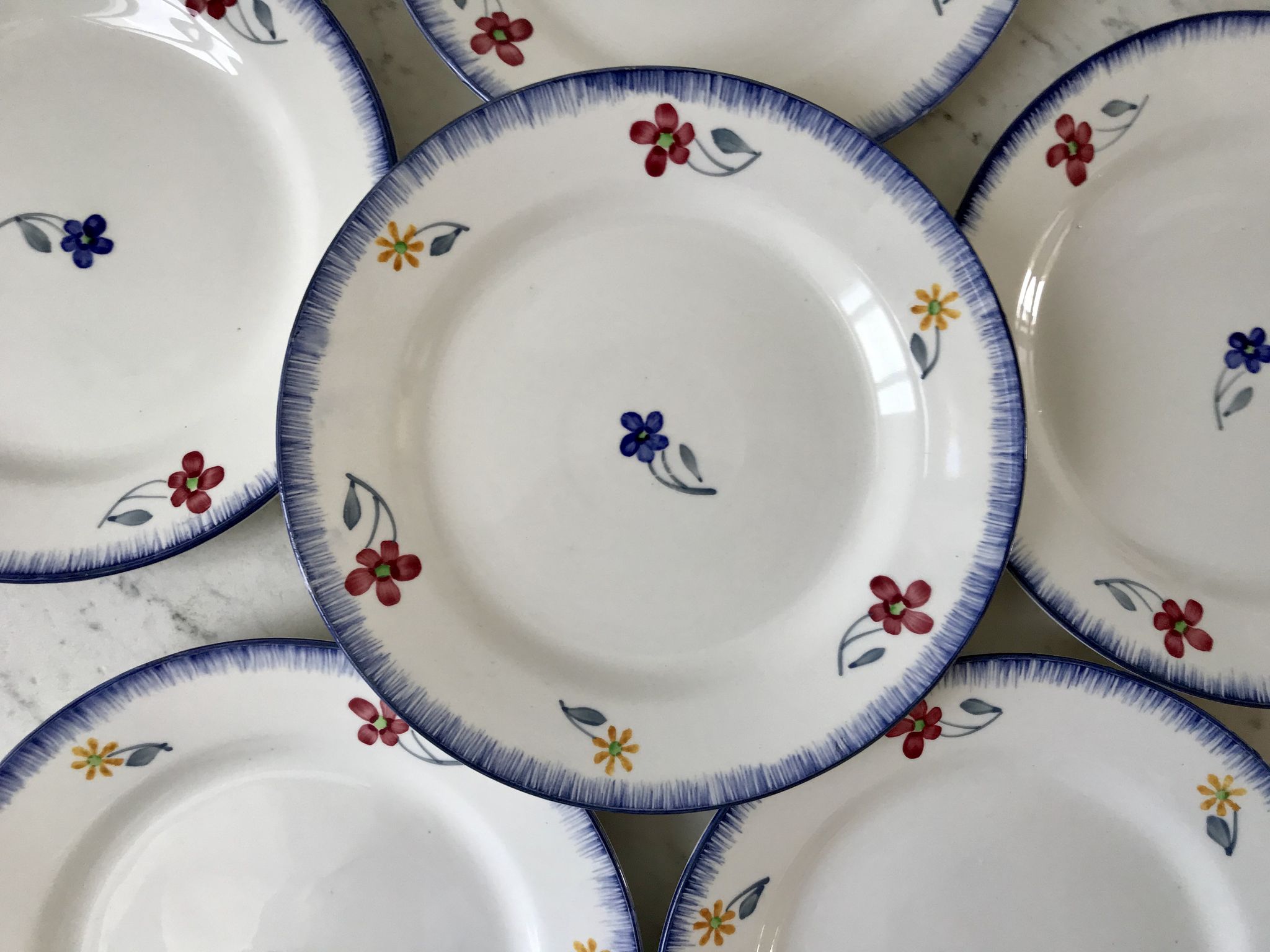 Set of 6 dessert plates Digoin Sarreguemines, years 30-40
