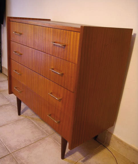 Commode en bois 4 tiroirs 1960