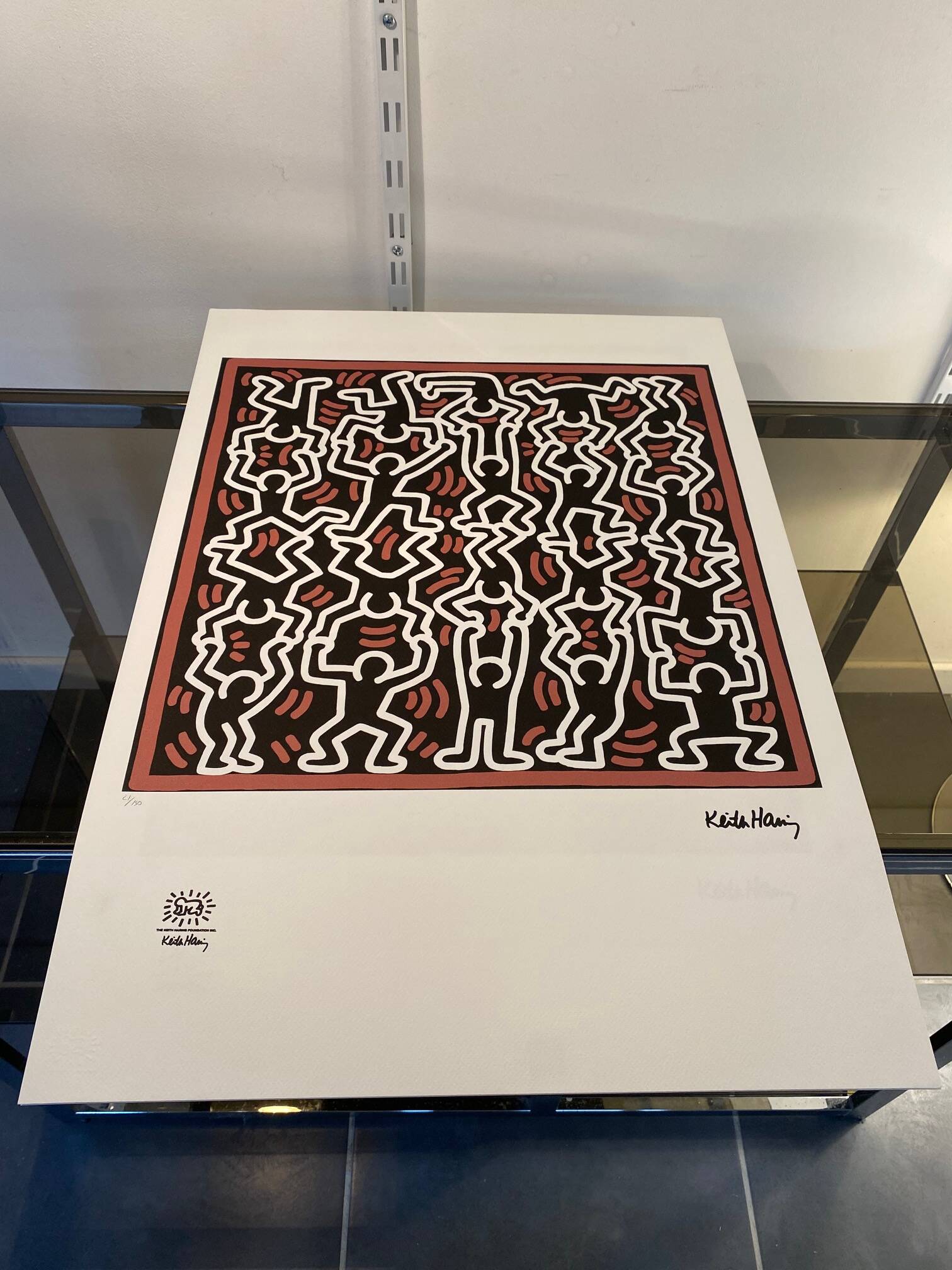 Keith Haring Vintage Screenprint Dancing People 21/150 THE KEITH HARING FOUNDATION INC. year 1990