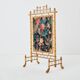 Decorative gilded wood fire screen faDecorative gilded wood fire screen bamboo and silk style 1960s