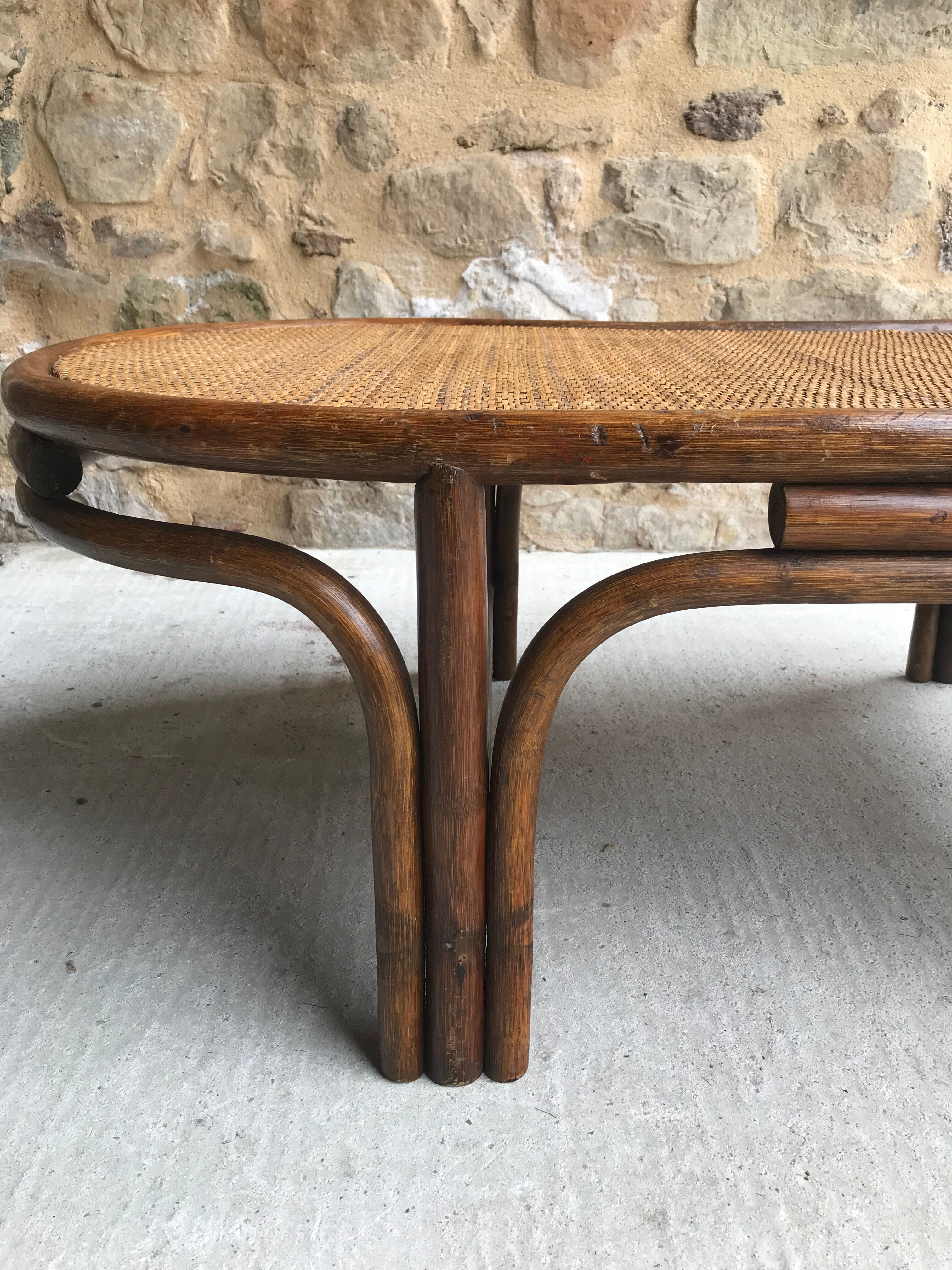 Oval rattan coffee table