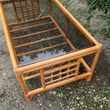 Vintage rattan and smoked glass coffee table