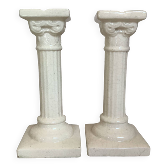 Pair of Greek column candlesticks