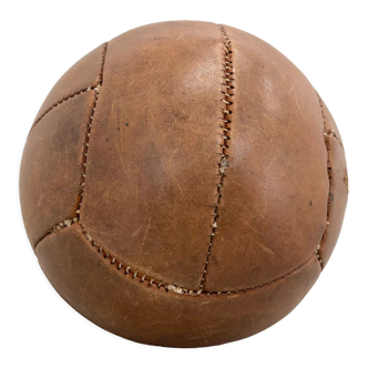 Vintage brown leather medicine ball 1930's