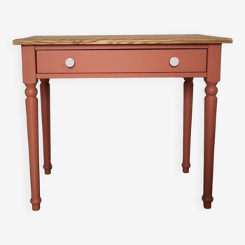 Pine and terracotta table/desk
