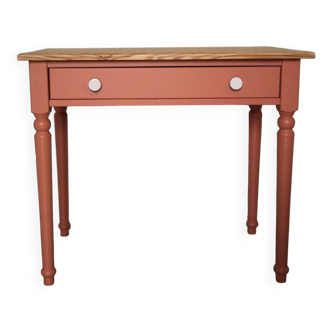 Table/bureau en pin et terracotta
