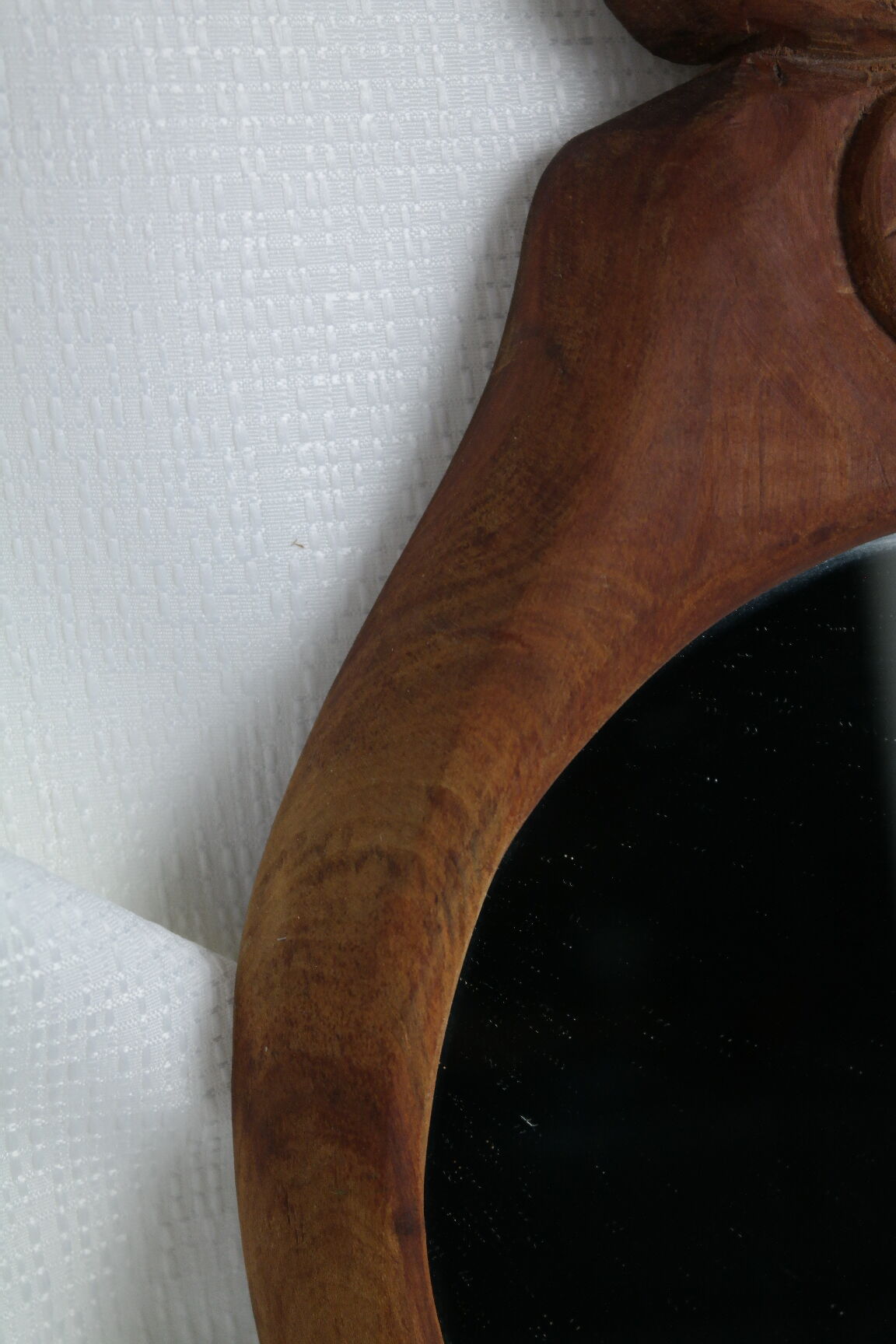 Vintage mahogany wood mirror handmade pear shape