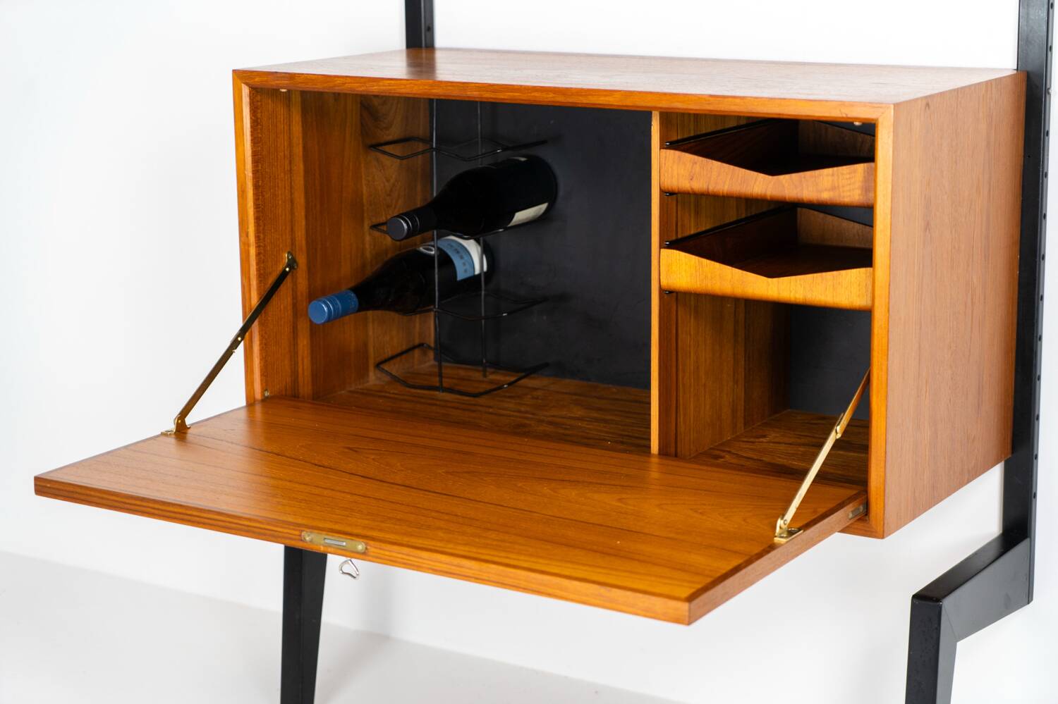 Rare Poul Cadovius standing wall-unit with bar (Denmark, 1960s).