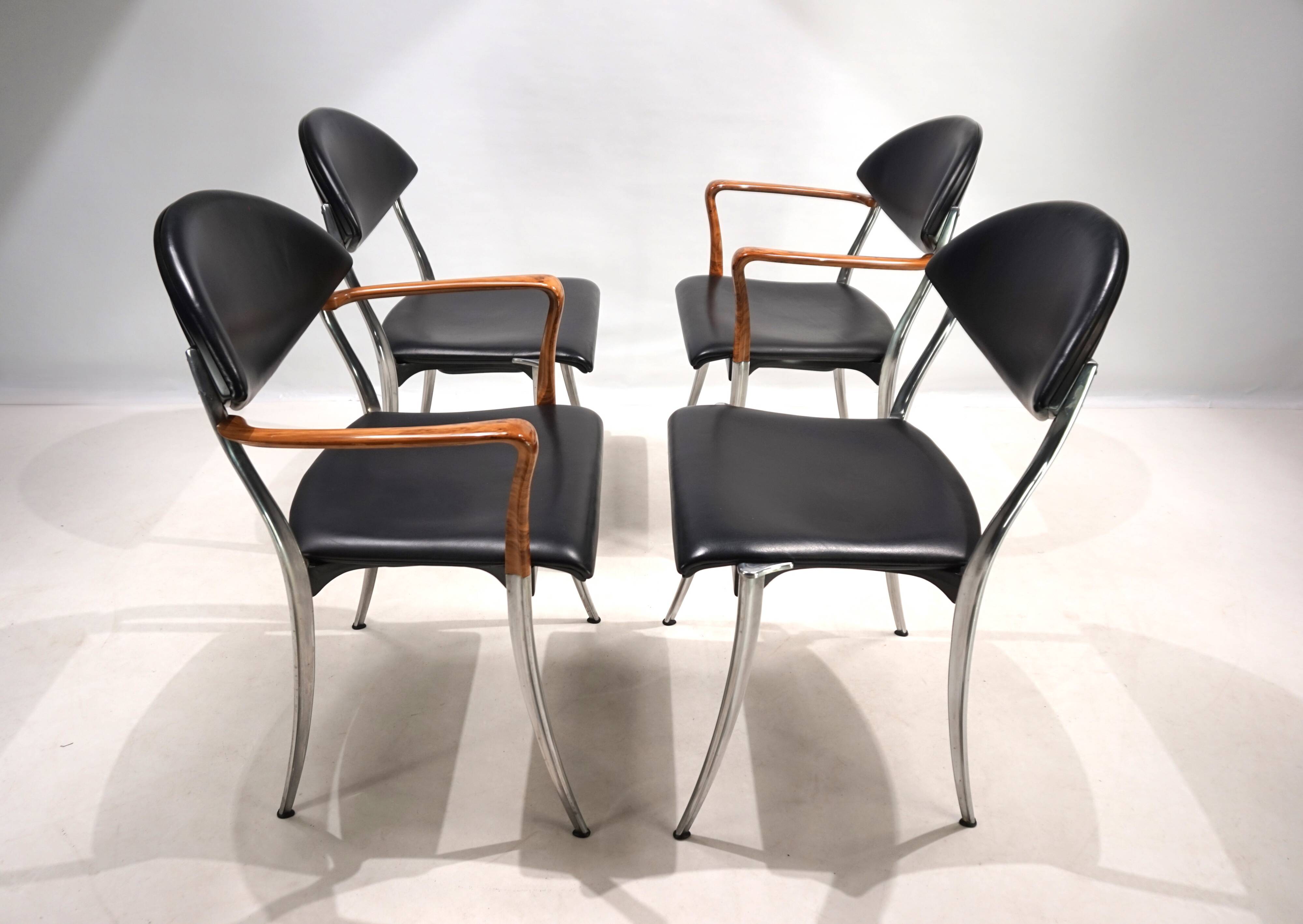 Set of four Coro dining chairs by Luigi Origlia, 1980