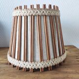 Suspension vintage 70 en lin et rotin