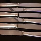 Set of 6 table knives / Silver metal handles