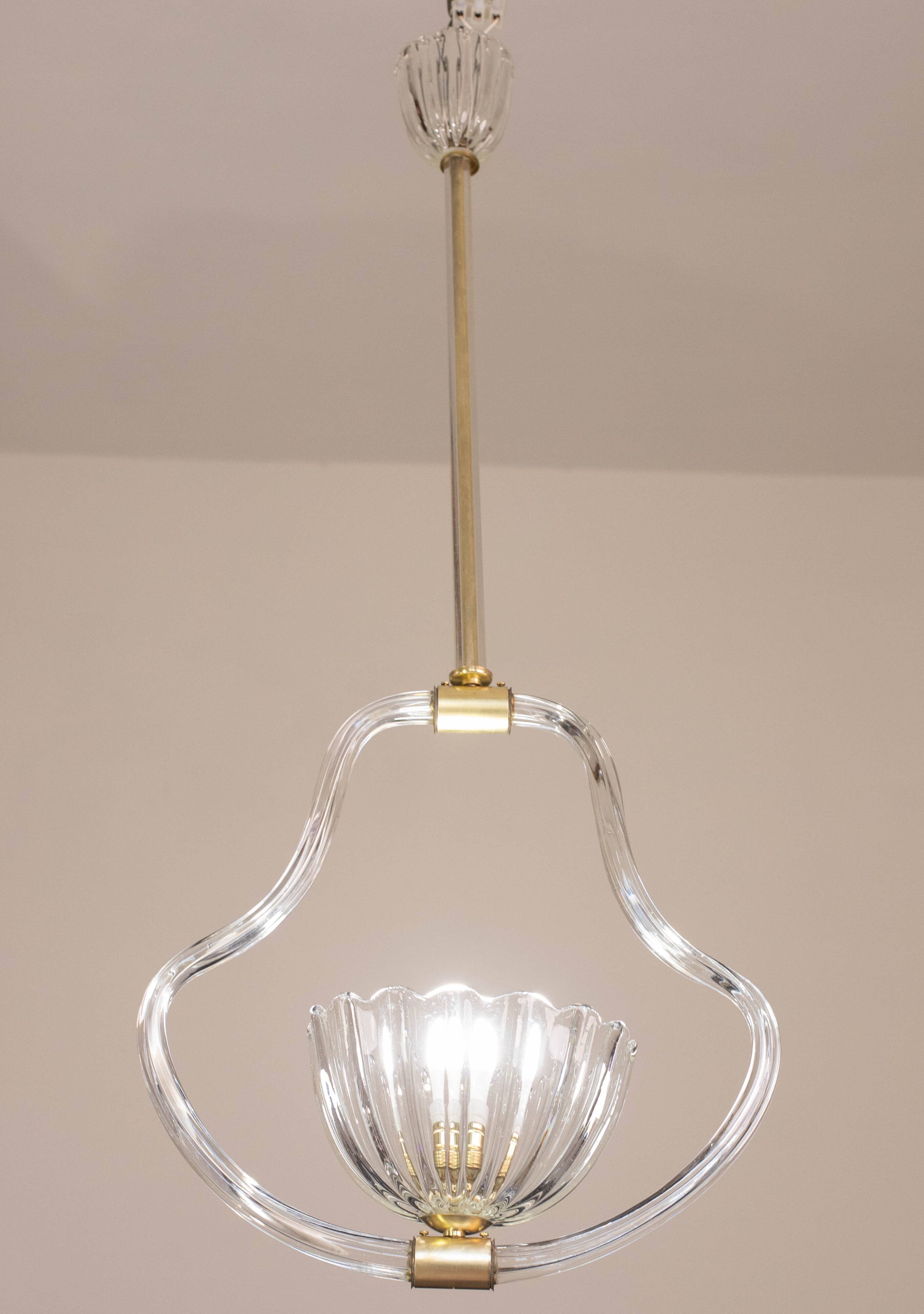 Elegant Art Decò Barovier and Toso Chandelier, 1940s