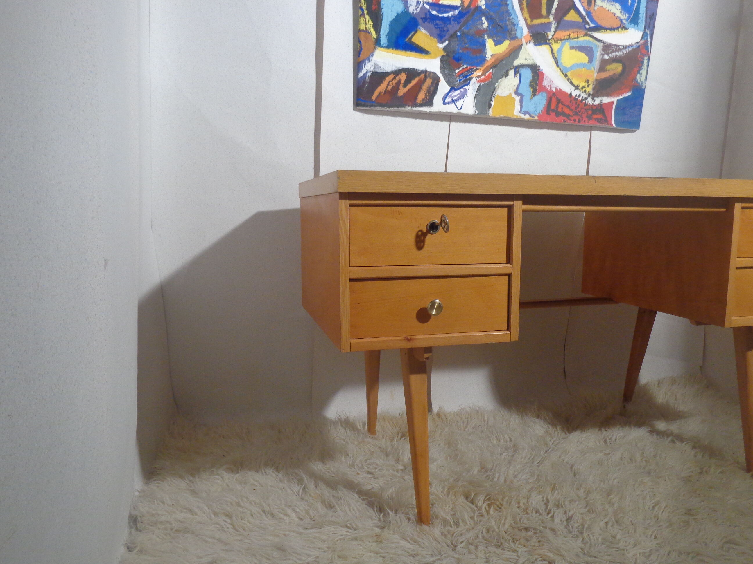 Vintage Ekawerk desk 50s Compass Feet