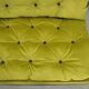 Ensemble 1960s canapé 2 places et 2 fauteuils en tissu vert chartreuse, pieds métal d'origine