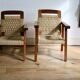 Pair of children's armchairs in rope, attributed to Audoux Minet.