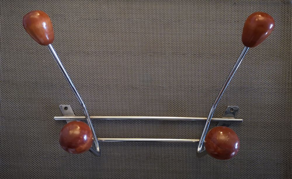 Coat rack/wall hook chrome and wood - 1960s/1970s