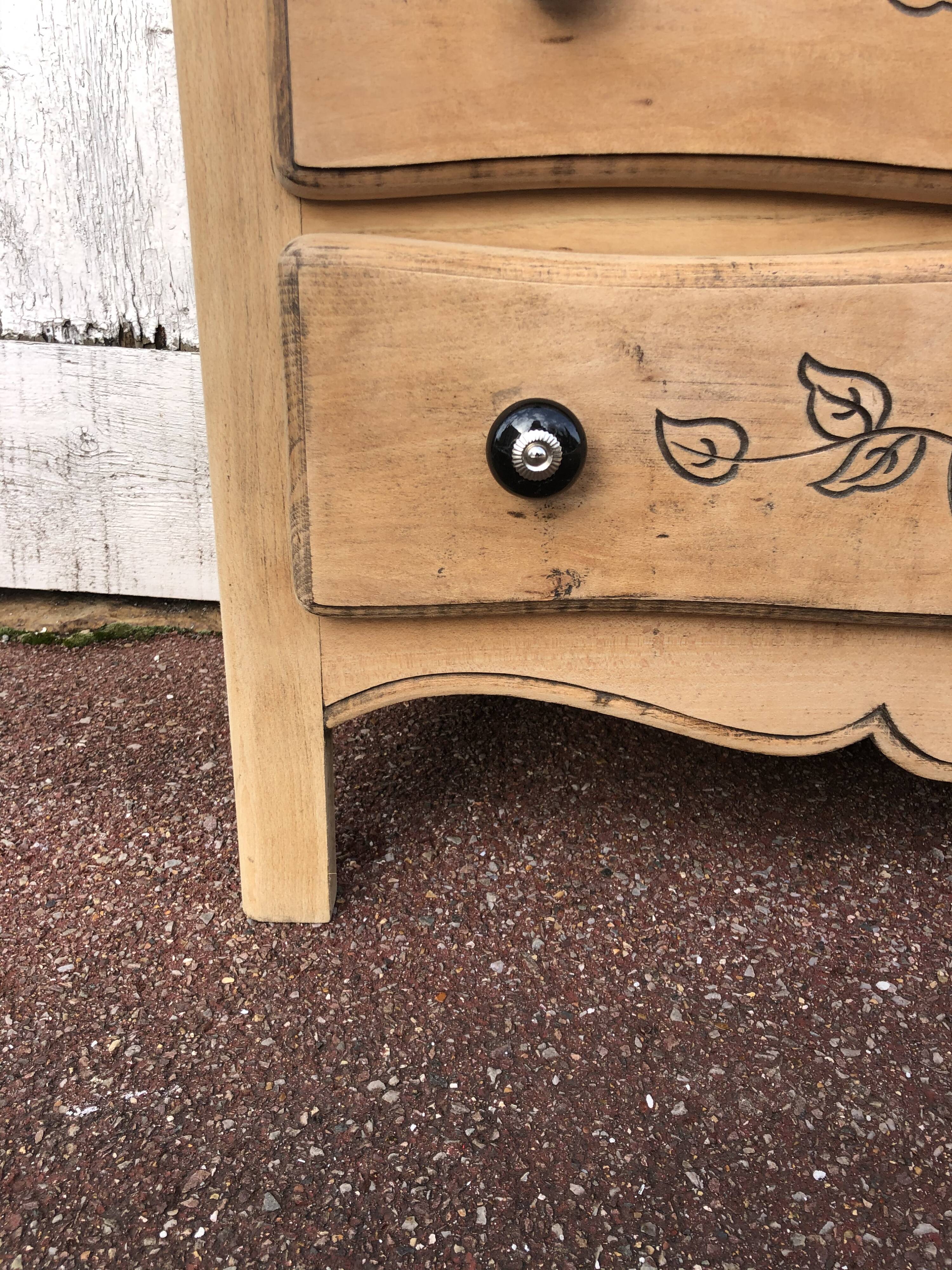 Commode 3 tiroirs vintage bois brut