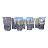 6 gobelets en verre avec des cabochons de couleur porto limoncello