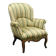 Antique upholstered and lacquered wooden armchair, Italy, late 19th century.