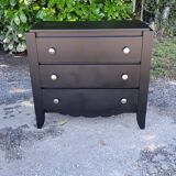 Chest of drawers of the 40s lacquered black 3 drawers