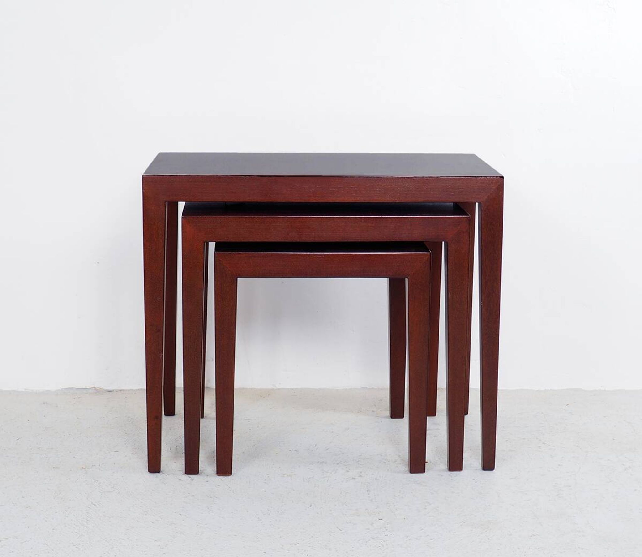 Tables Gigognes en Acajou par Severin Hansen pour Haslev Møbelsnedkeri, 1960s, Set de 3