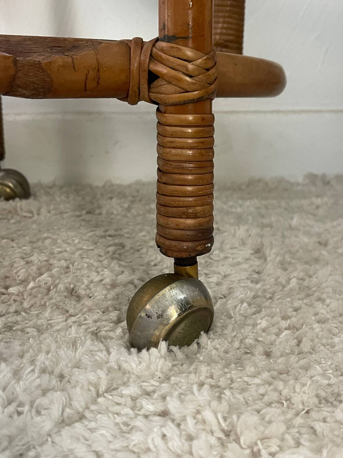 1960s rattan serving cart