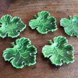 Set of 5 green ceramic leaf dishes – Vallauris