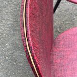 2 petal chairs in burgundy red skai leather and black metal 1950 Sery