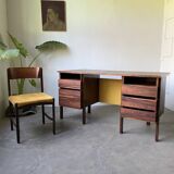 Bureau et sa chaise scandinave palissandre