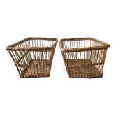 Pair of rattan/wicker storage baskets from the 60s and 70s