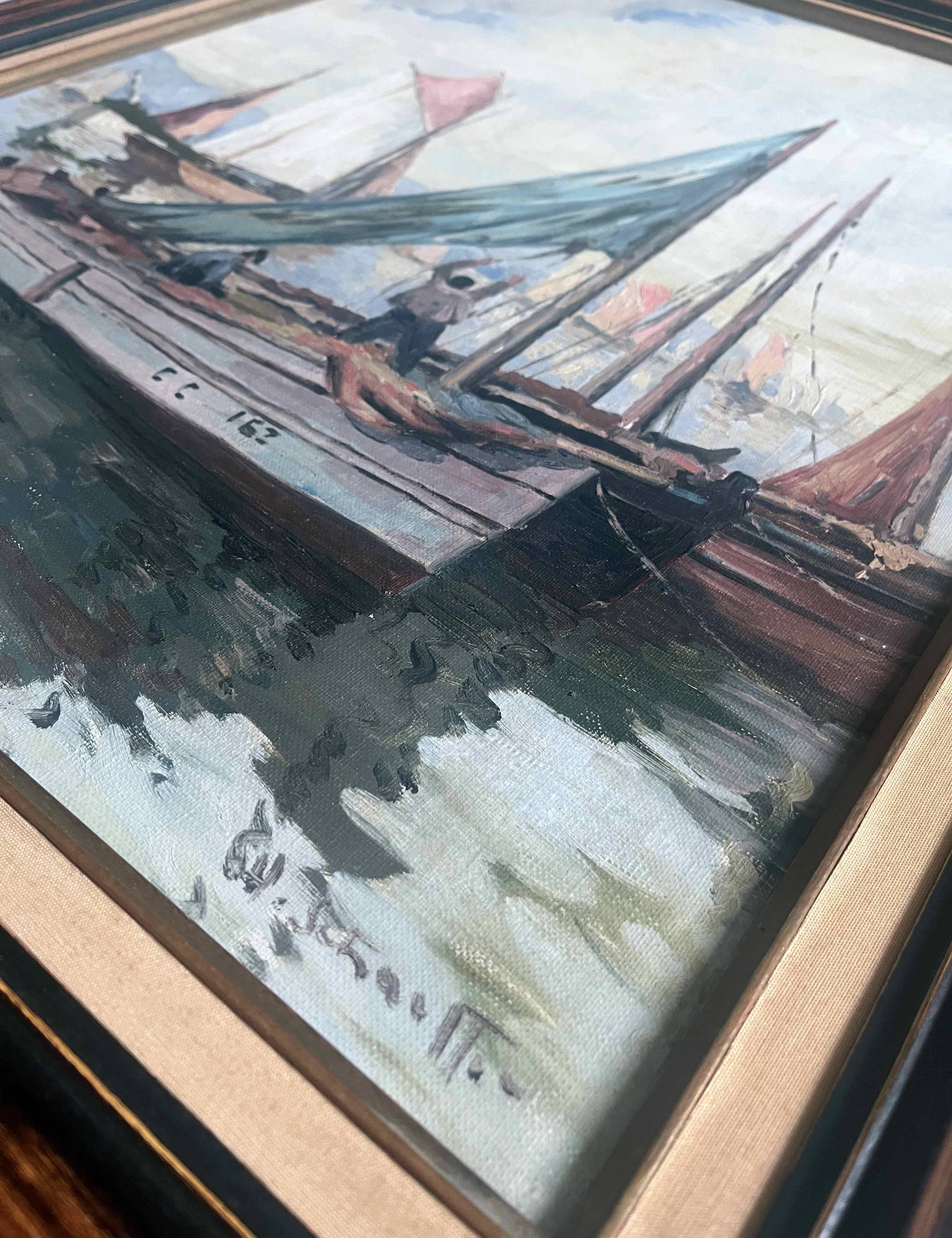 Painting by Henri Schaeffer (1900-1975) "Fishing boat" + frame