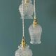 Vintage triple tulip pendant light in molded glass