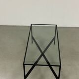 Table basse en fer et verre fabriquée à la main dans les années 60