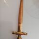 Sword-shaped letter opener paper cutter with turned wooden handle