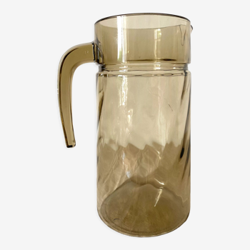 Pichet en verre fumé années 70