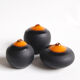 Trio of miniature black and orange ceramics Antonio Lampecco