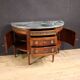 French Louis XVI style half-moon commode with marble top