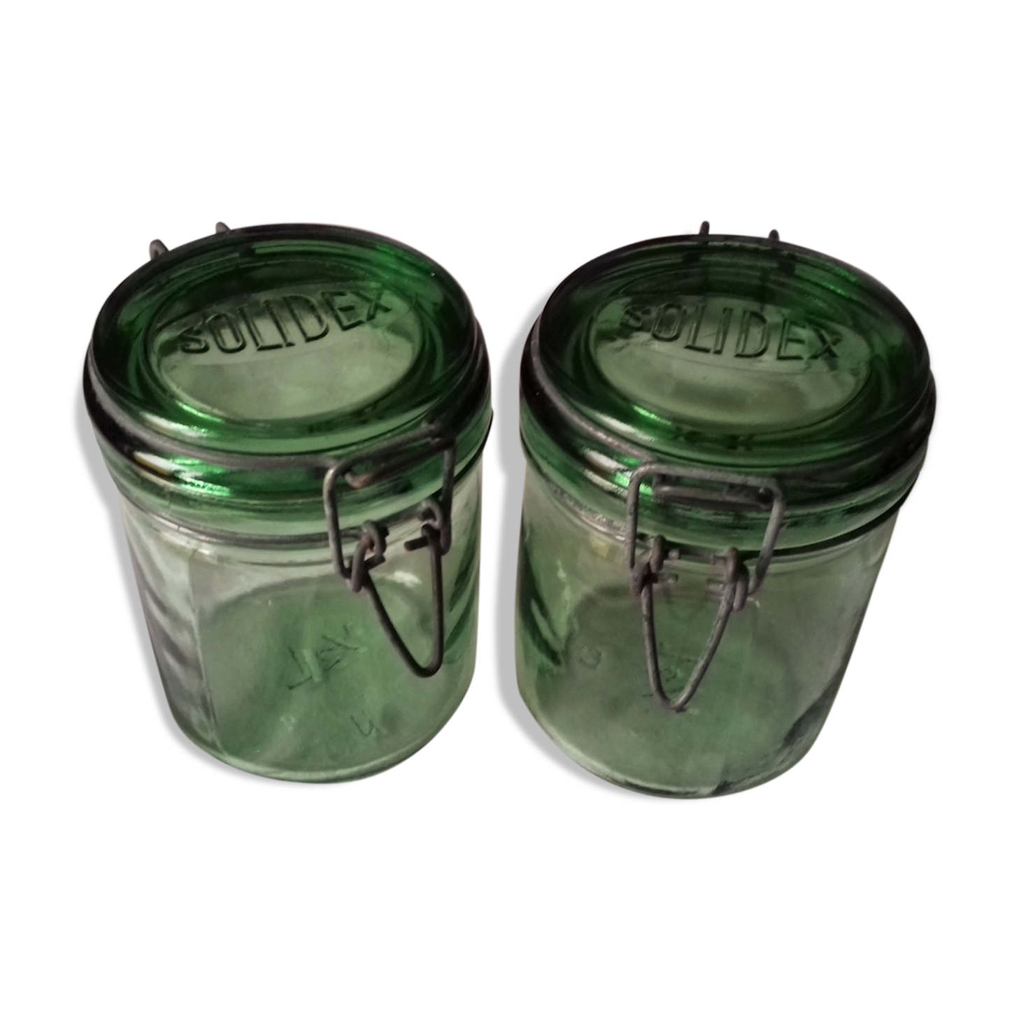 Lot 2 jars green Solidex 1/2 L glass