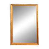 Vintage rectangular gilt mirror, molded wooden frame with beads and fire