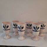 Set of 6 marbled earthenware mazagrans Salins 70's