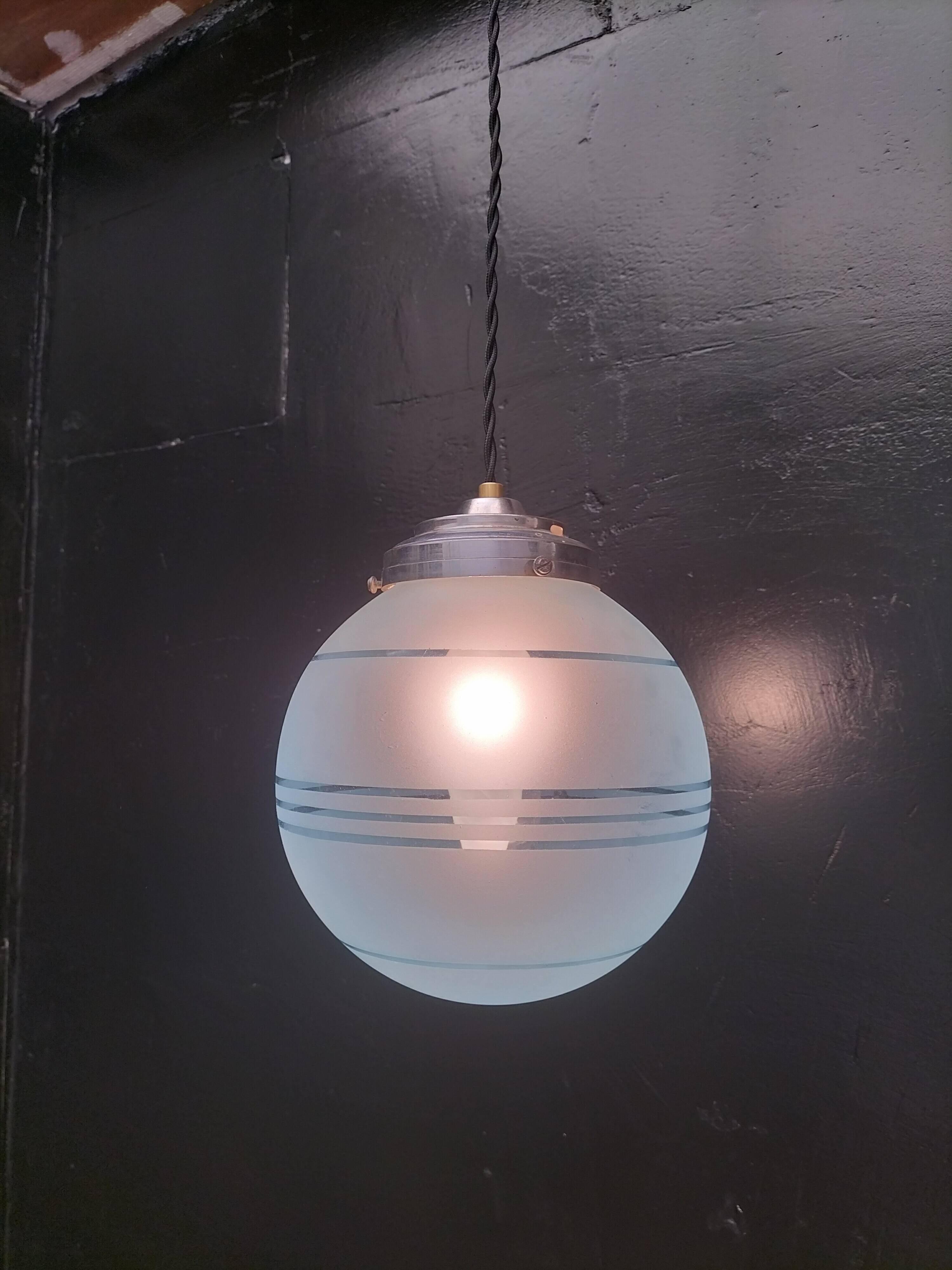 Blue glass ball pendant light