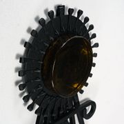 Bougeoir mural Dantoft brutaliste en fer forgé et verre, années 1960