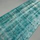 Distressed Turkish Narrow Runner 282x88 cm wool Vintage rug, Overdyed Blue