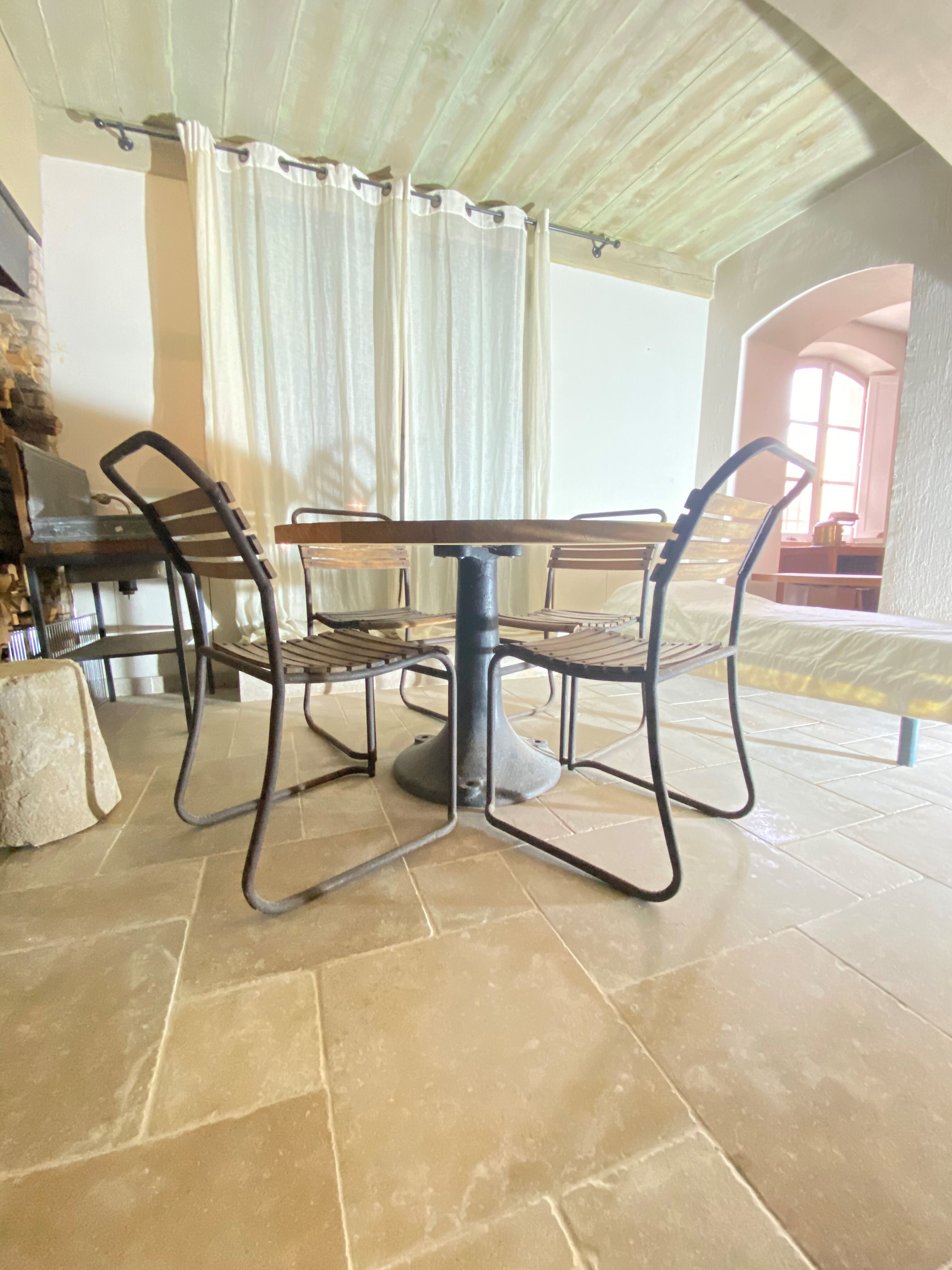 Oak table and 5 wooden chairs