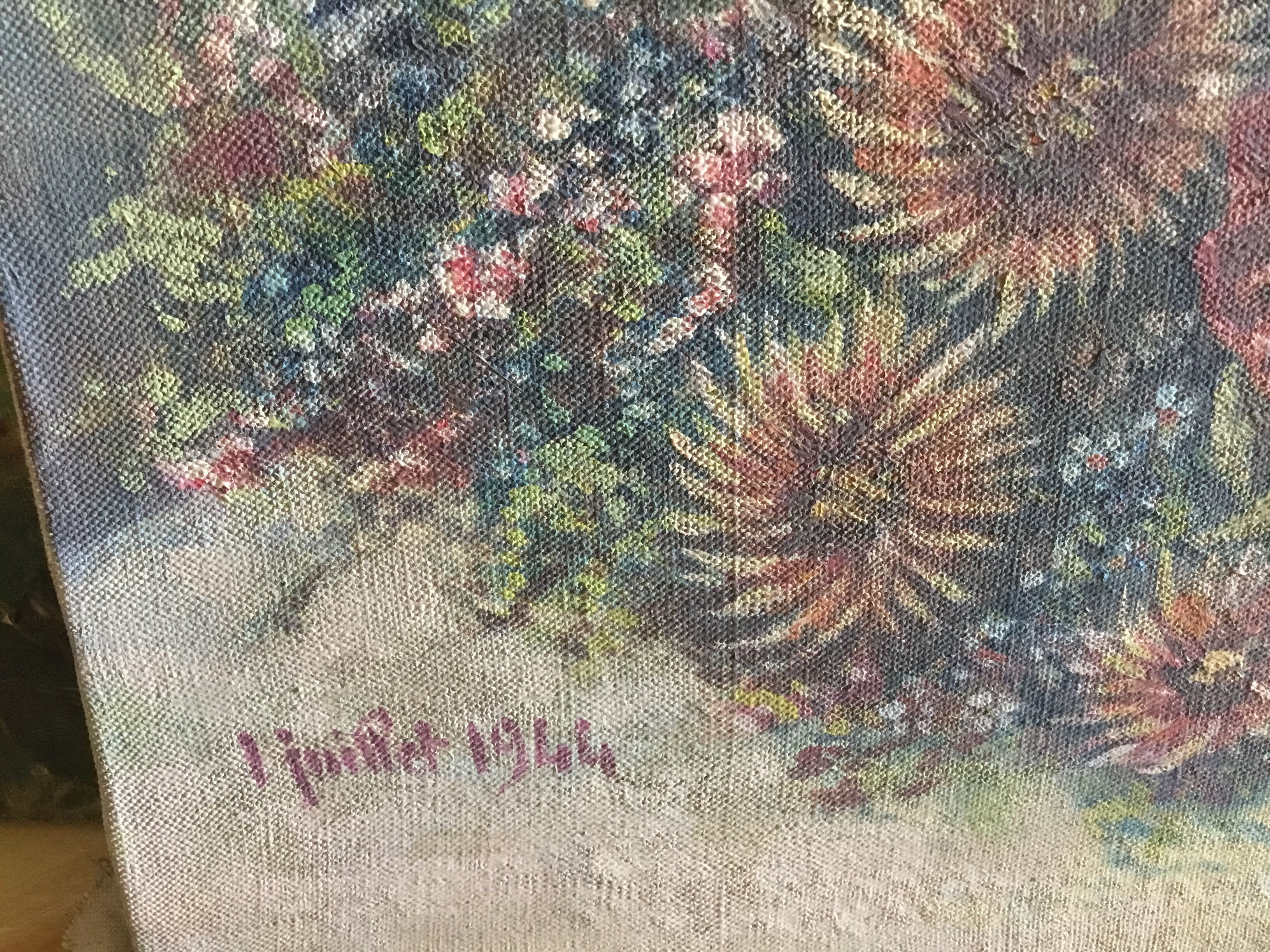 Canvas Flower basket 1940 signed