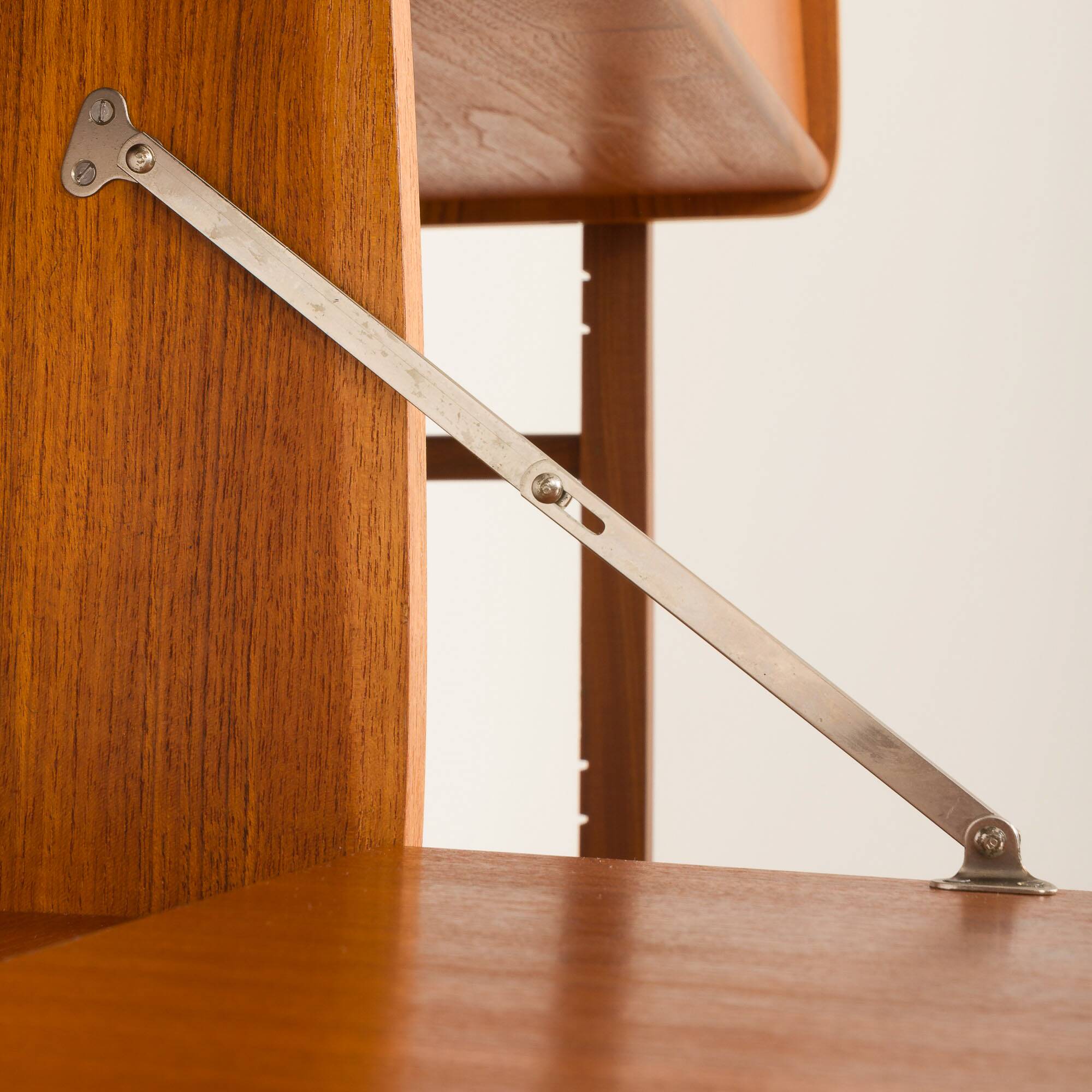 Scandinavian free-standing teak wall unit with 5 cabinets, Norway 1960s