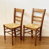 Pair of straw country chairs