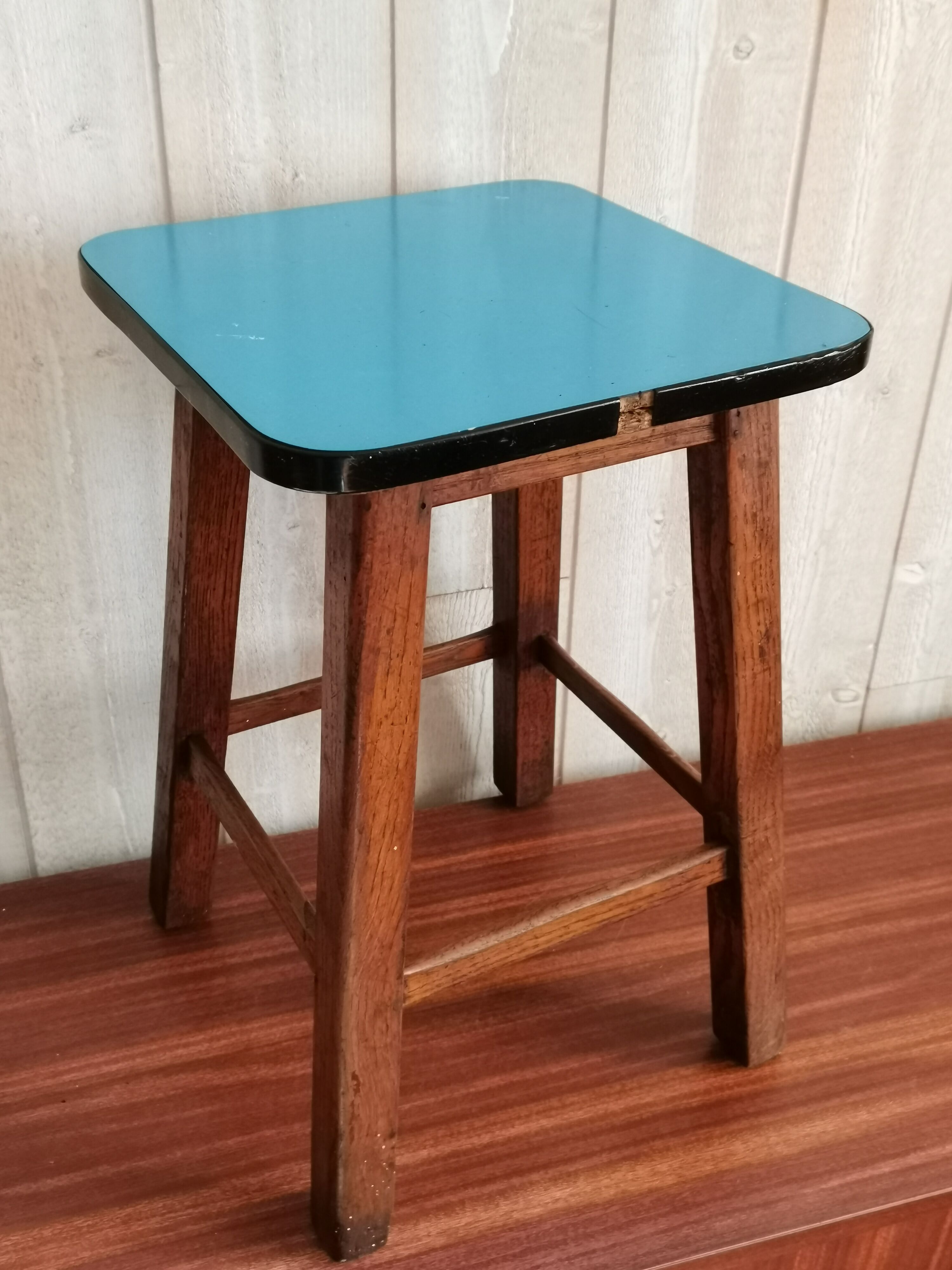 Blue formica tabouret