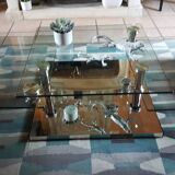 Table basse en verre et chrome